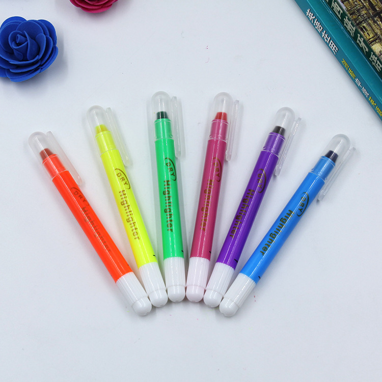 Fluorescenski marker HY-200 - Plastično kućište, 6 komada u PVC vrećici, Tisak logotipa, Prilagodba dostupna