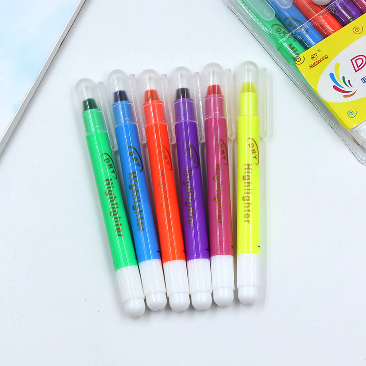 Fluorescenski marker HY-200 - Plastično kućište, 6 komada u PVC vrećici, Tisak logotipa, Prilagodba dostupna