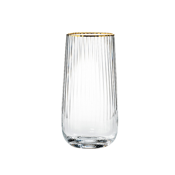 Set čaša od stakla s prozirnim prugama – otporno staklo na toplinu, kapacitet 401–500 ml, moderni minimalistički stil, prilagodljiv logo