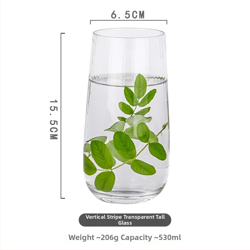 Set čaša od stakla s prozirnim prugama – otporno staklo na toplinu, kapacitet 401–500 ml, moderni minimalistički stil, prilagodljiv logo