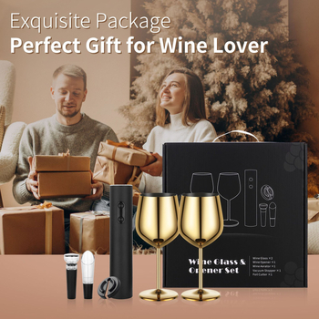 Set čaša za vino od nehrđajućeg čelika – skandinavski stil, kapacitet 401–500 ml, 6–10 komada, poklon kutija