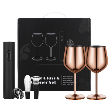 Set čaša za vino od nehrđajućeg čelika – skandinavski stil, kapacitet 401–500 ml, 6–10 komada, poklon kutija