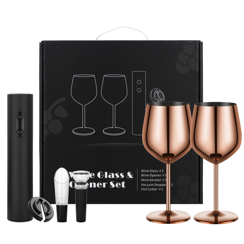 Set čaša za vino od nehrđajućeg čelika – skandinavski stil, kapacitet 401–500 ml, 6–10 komada, poklon kutija