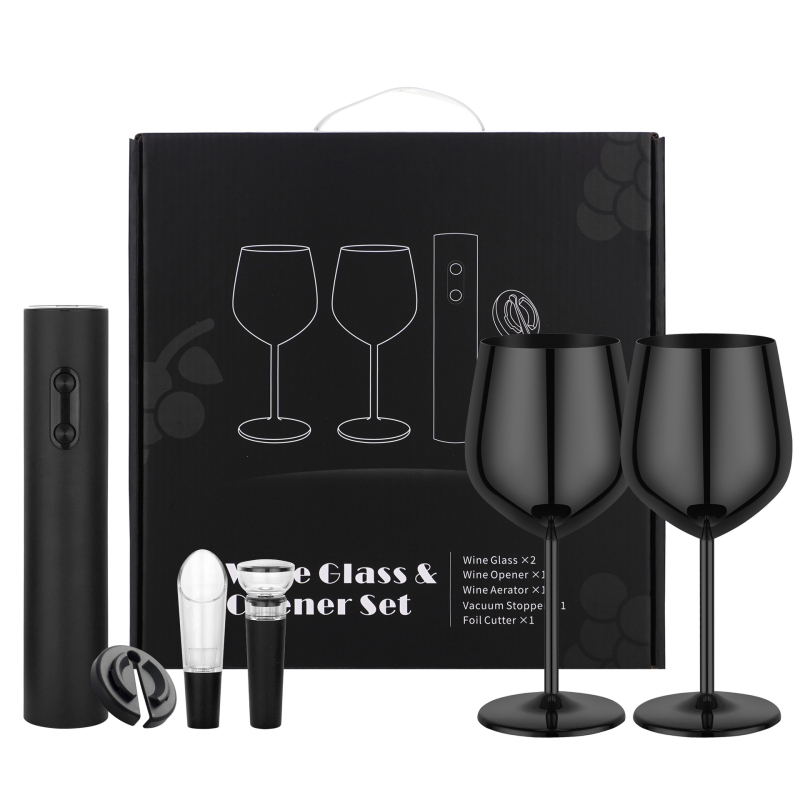 Set čaša za vino od nehrđajućeg čelika – skandinavski stil, kapacitet 401–500 ml, 6–10 komada, poklon kutija