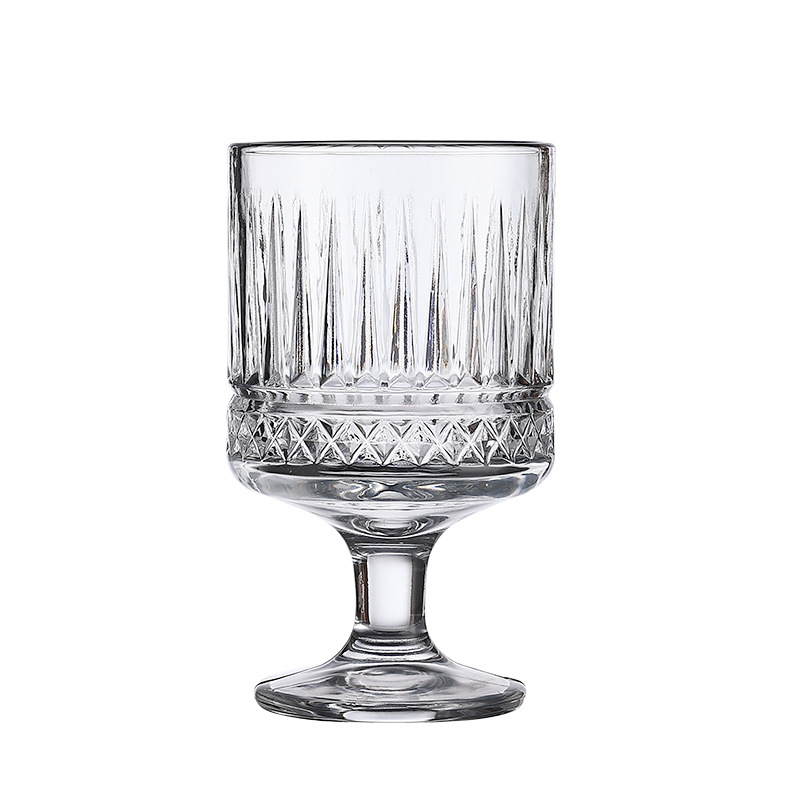Goblet čaša s reljefnim dizajnom suncokreta za sok, deserte i vino; staklo soda-lime; retro luksuzni stil; set od 1 kom; premium proizvod