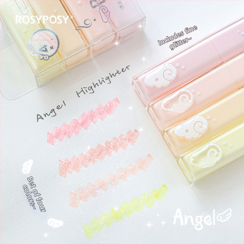 RosyPosy Csillogó Highlighter Marker, 4 darabos készlet, műanyag ház, modell Rs257o