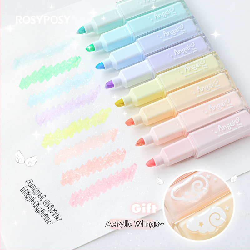 RosyPosy Csillogó Highlighter Marker, 4 darabos készlet, műanyag ház, modell Rs257o