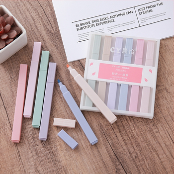Morandi Color Highlighter – plastično kućište, pakiranje u kutiji, jednostrani vrh, tiskani logo
