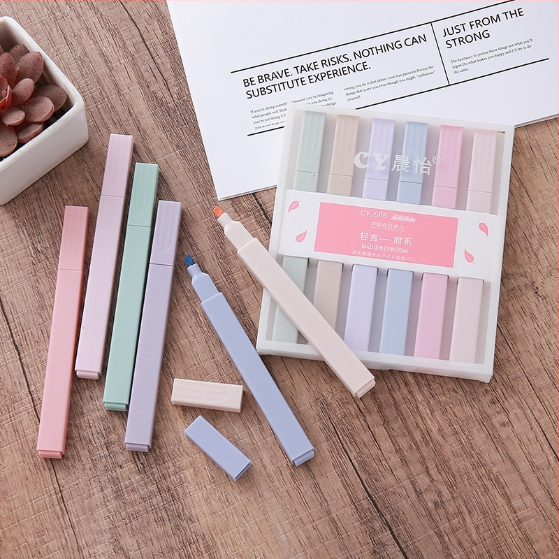 Morandi Color Highlighter – plastično kućište, pakiranje u kutiji, jednostrani vrh, tiskani logo