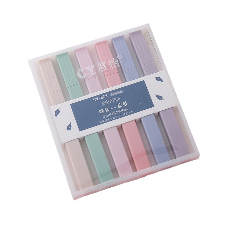 Morandi Color Highlighter – plastično kućište, pakiranje u kutiji, jednostrani vrh, tiskani logo