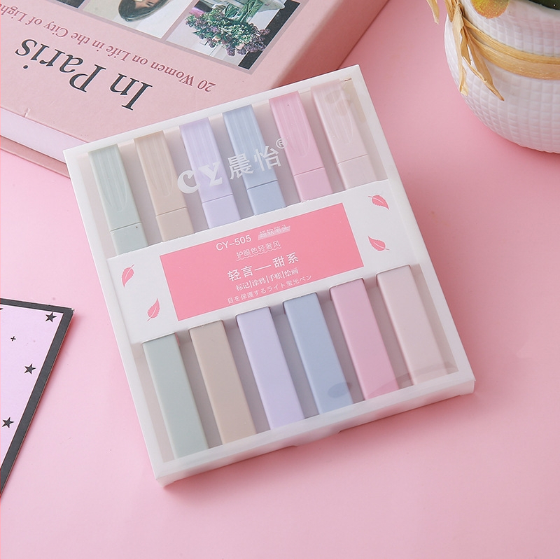 Morandi Color Highlighter – plastično kućište, pakiranje u kutiji, jednostrani vrh, tiskani logo