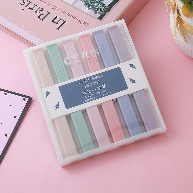 Morandi Color Highlighter – plastično kućište, pakiranje u kutiji, jednostrani vrh, tiskani logo
