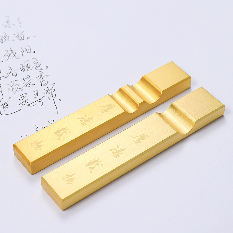 Месингов държач за писалка и правило за калиграфия, дизайн Четирите съкровища на учението, двойен тежител за хартия, модел Bj-2012, гравиране Jianjie, възможност за печат на лого