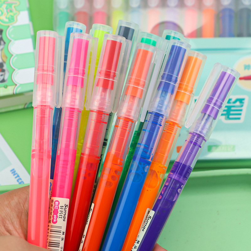 Tekući marker za učenike, plastično kućište, nagnut vrh, velik kapacitet, pakirano u kutiju