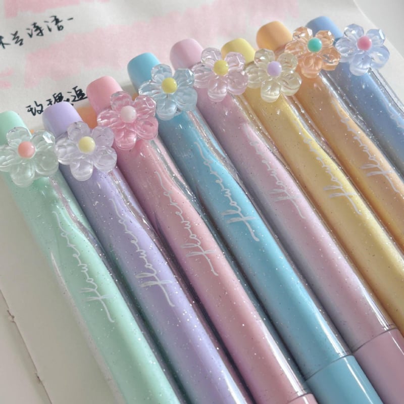 HP7661AB Fluoreszcens toll és glitter marker – virágillat, 4 darabos készlet, dobozos csomagolás, egyoldalas, nem törölhető