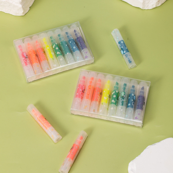 Han Ku HK-881 Mini moduláris fluoreszkáló jelölő készlet – dupla végű, 8 db/csomag, műanyag burkolat, PVC csomagolás