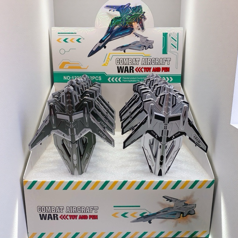 Stealth Fighter világító gél tollal – repülőgép modell, műanyag tokozás, tűhegyes vég, dobozos csomagolás, gyermekeknek és diákoknak