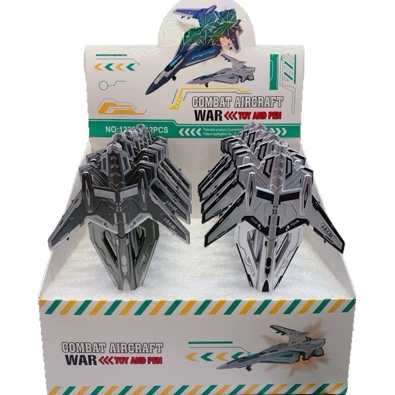 Stealth Fighter világító gél tollal – repülőgép modell, műanyag tokozás, tűhegyes vég, dobozos csomagolás, gyermekeknek és diákoknak