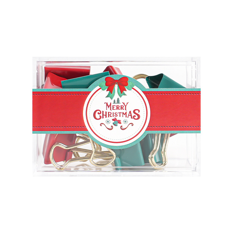 Karácsonyi irodai kellékkészlet: fém–műanyag konstrukció, nettó tömeg 100 g, egyedileg csomagolva nagy négyzetes dobozban, Beauty is learning