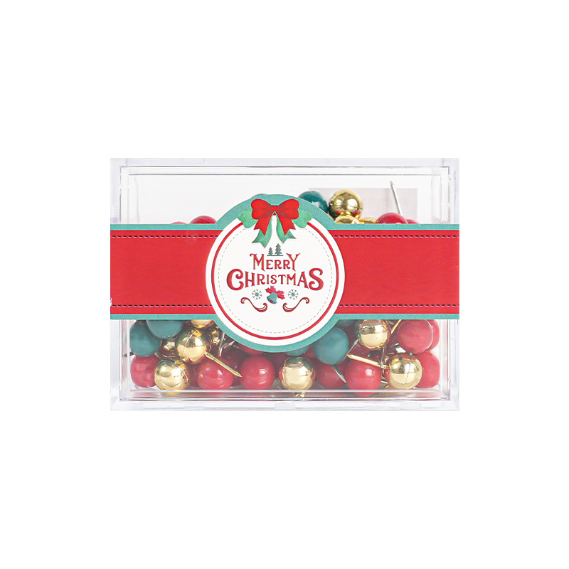 Karácsonyi irodai kellékkészlet: fém–műanyag konstrukció, nettó tömeg 100 g, egyedileg csomagolva nagy négyzetes dobozban, Beauty is learning