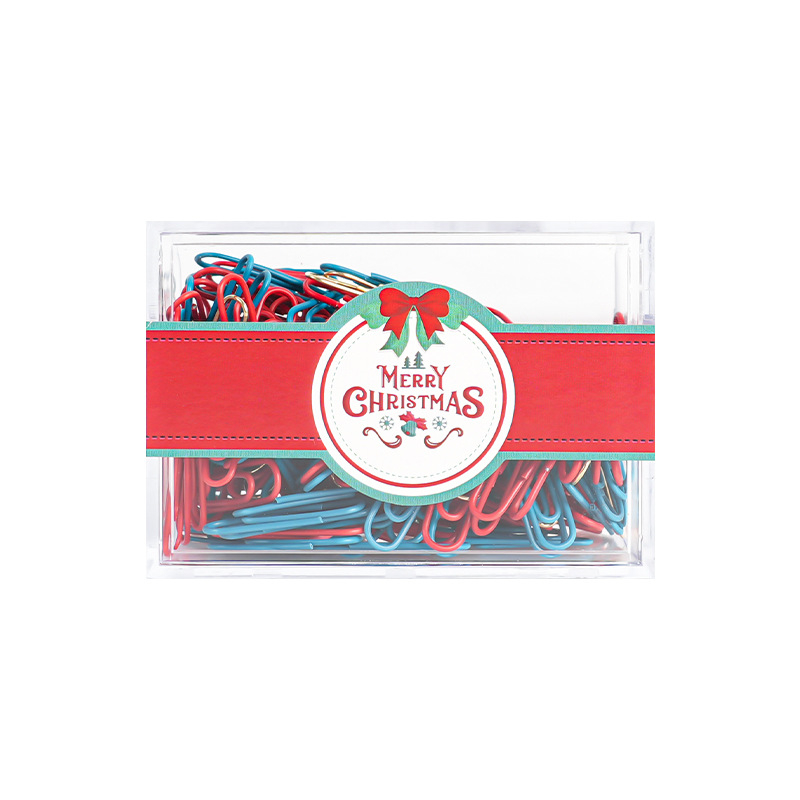 Karácsonyi irodai kellékkészlet: fém–műanyag konstrukció, nettó tömeg 100 g, egyedileg csomagolva nagy négyzetes dobozban, Beauty is learning