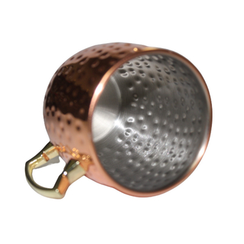 Rozsdamentes acél koktélbár pohár, kalapált réz bevonattal, 550 ml, modern minimalista stílus