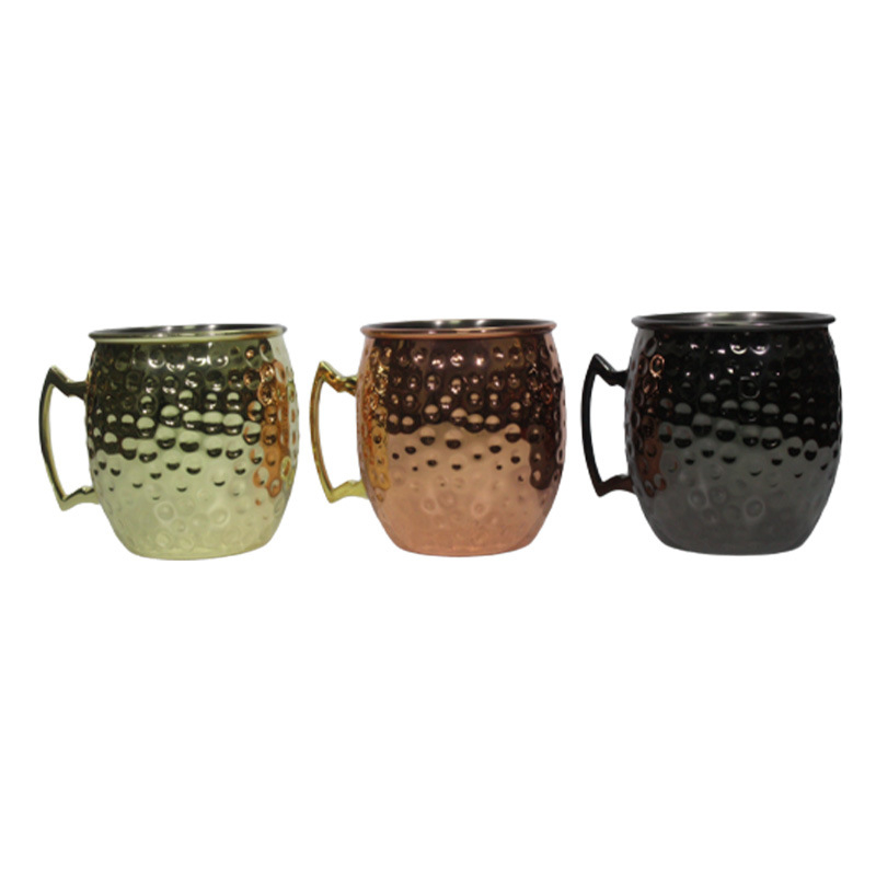 Rozsdamentes acél koktélbár pohár, kalapált réz bevonattal, 550 ml, modern minimalista stílus