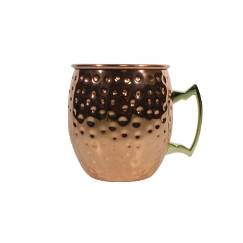 Rozsdamentes acél koktélbár pohár, kalapált réz bevonattal, 550 ml, modern minimalista stílus