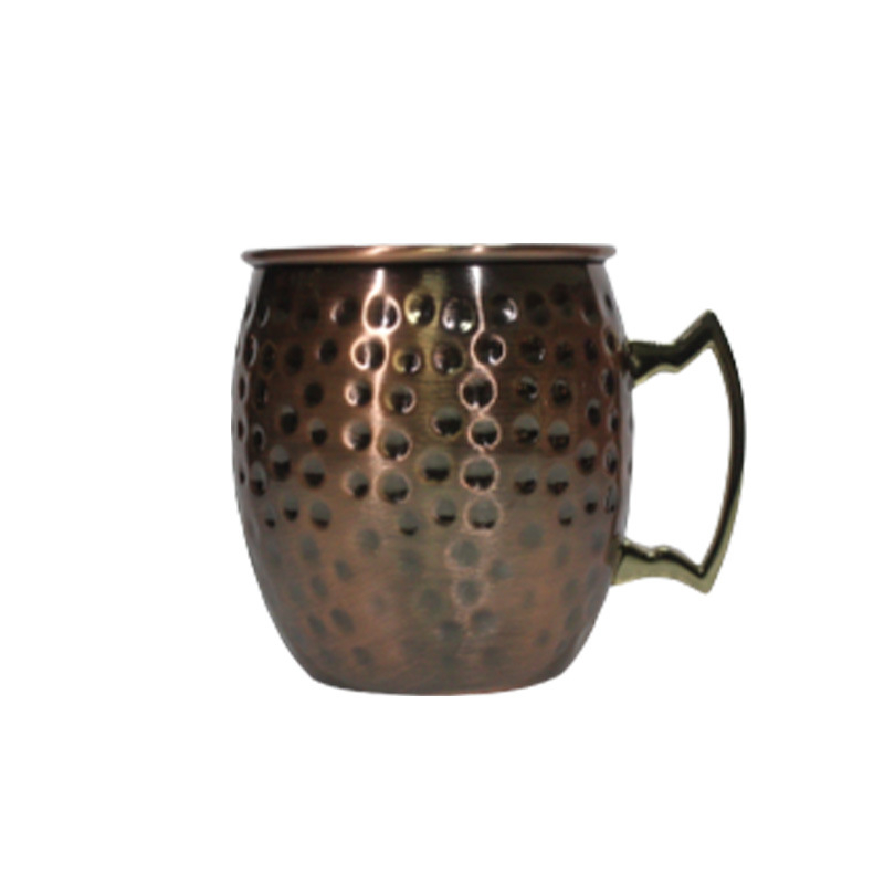 Rozsdamentes acél koktélbár pohár, kalapált réz bevonattal, 550 ml, modern minimalista stílus