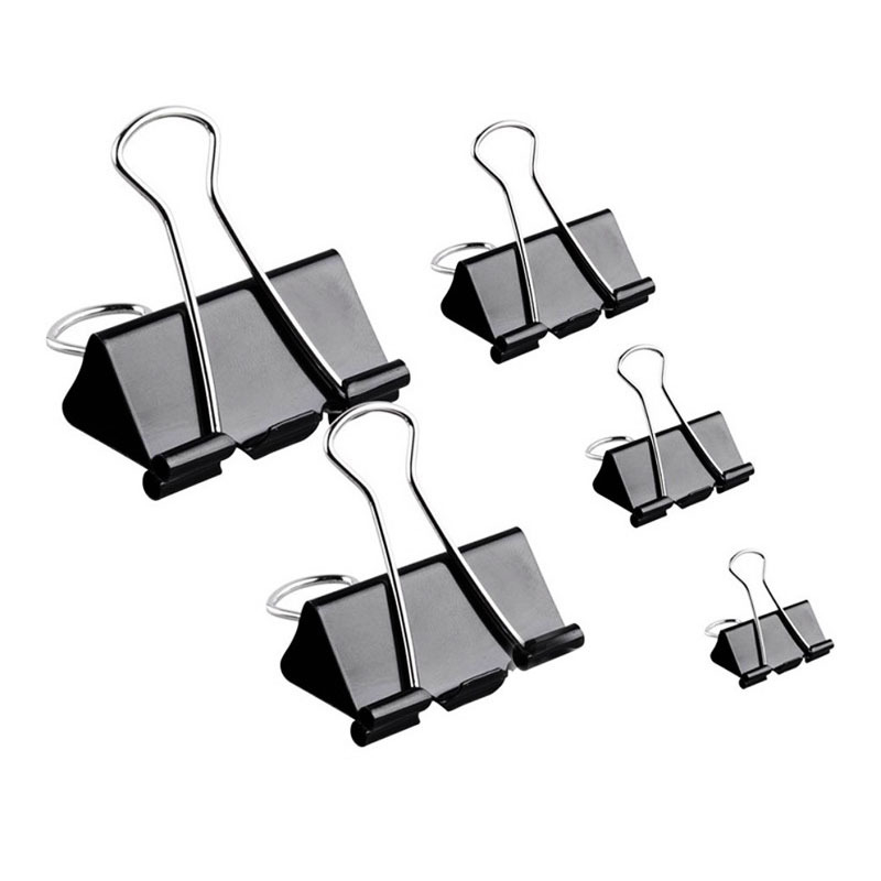 Weili fém hosszú farkú klipek – irodai kellékek, modellek 1–6, átlátszó kerek dobozban csomagolva