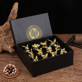 Cinkötvözetből készült boros pohár készlet, 12 darabos ajándékdoboza, National Tide Wind stílus, új kínai stílus, nyomtatott logóval