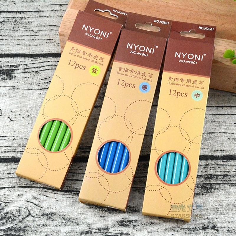 Nioni N2801 Fa többfejű rajzoló ceruza — lágy/közepes/kemény grafit, törésálló, hossz ~17,5 cm