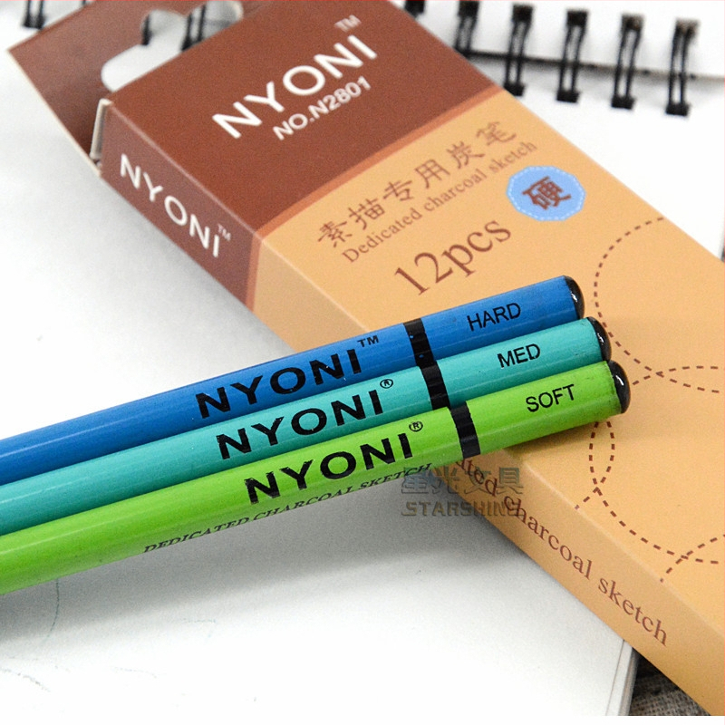 Nioni N2801 Fa többfejű rajzoló ceruza — lágy/közepes/kemény grafit, törésálló, hossz ~17,5 cm