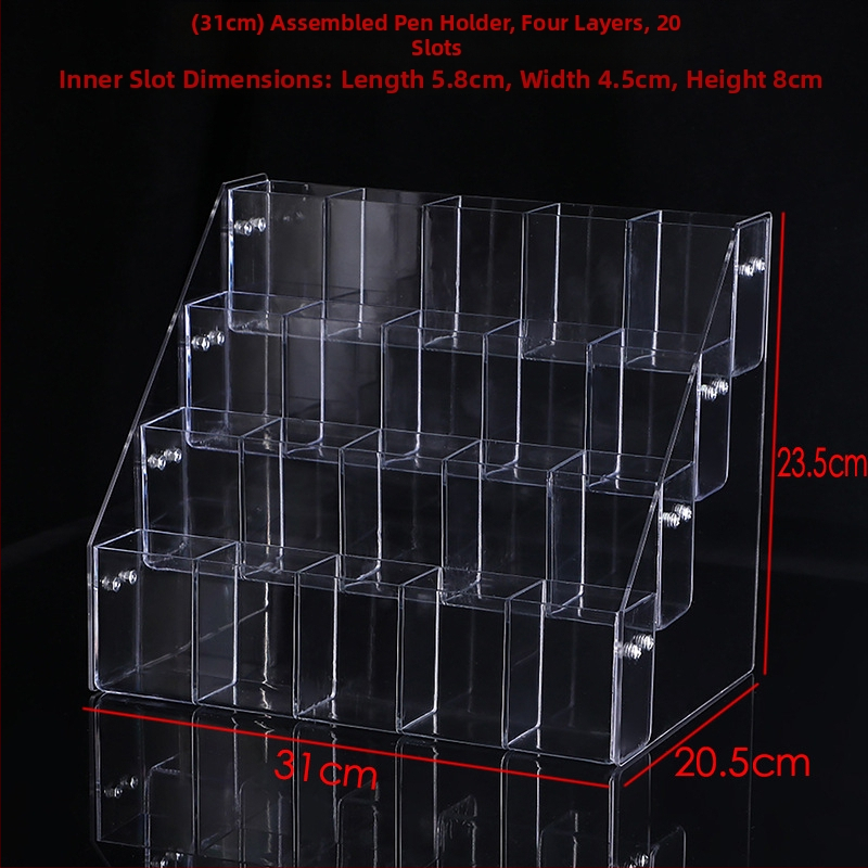 Držiak na pero z organického skla, model 02, konfigurácie 4 priehradky / 8 priehradok / 12 priehradok