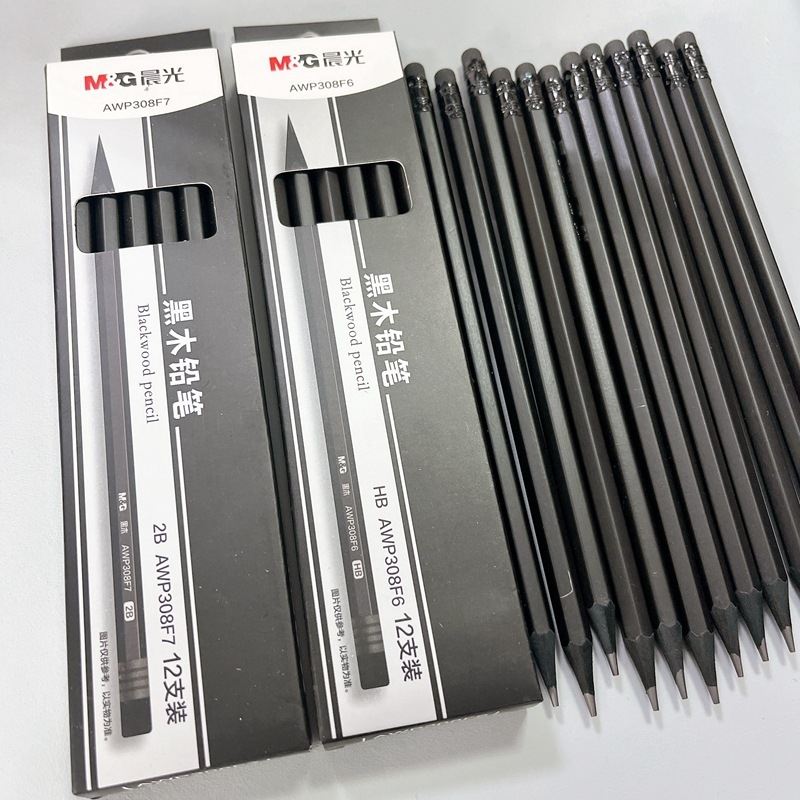 M&G 308F6/308F7 Drvena šestostruka olovka za učenike osnovne škole, 2B/HB, s kožnim vrhom