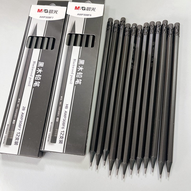 M&G 308F6/308F7 Drvena šestostruka olovka za učenike osnovne škole, 2B/HB, s kožnim vrhom