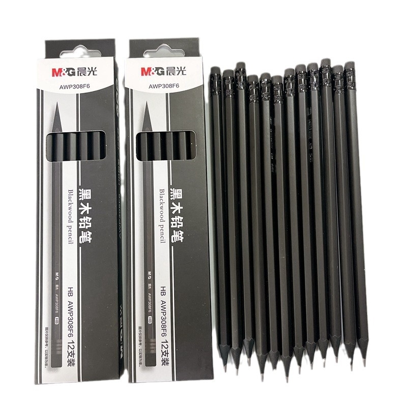 M&G 308F6/308F7 Drvena šestostruka olovka za učenike osnovne škole, 2B/HB, s kožnim vrhom