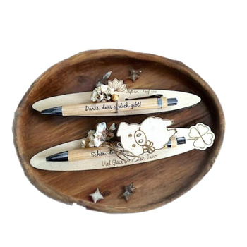 Egyedi gravírozott fa aláíró tollkészlet, fém tollheggyel, kattintásos záródás, alapcsomagolás