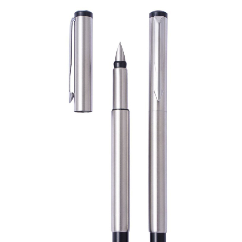 Fém toll, modell 382, lézergravírozott logó, push-pull tintatöltő rendszer, fém hegye