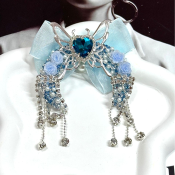 DIY gyöngy toll kiegészítők masnival és bojtokkal, holdlyukas medál, koreai stílus, kézzel készített, műanyag