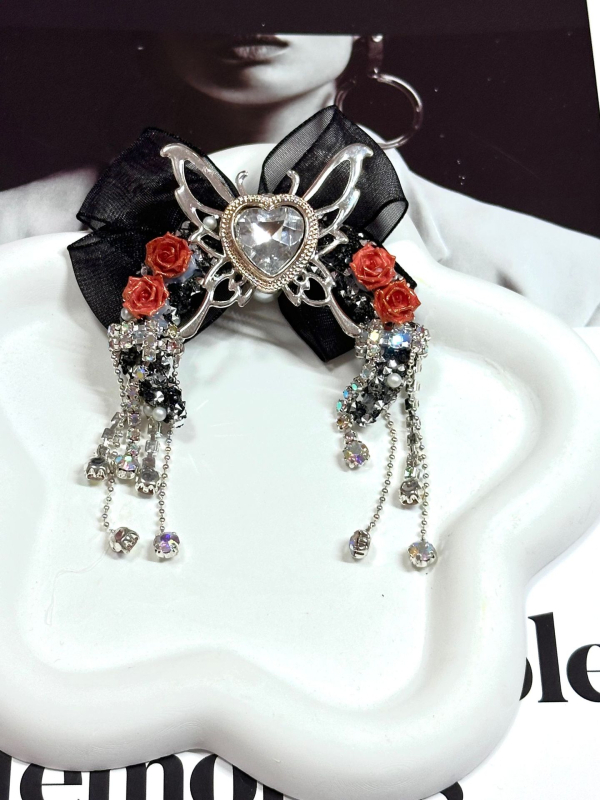 DIY gyöngy toll kiegészítők masnival és bojtokkal, holdlyukas medál, koreai stílus, kézzel készített, műanyag