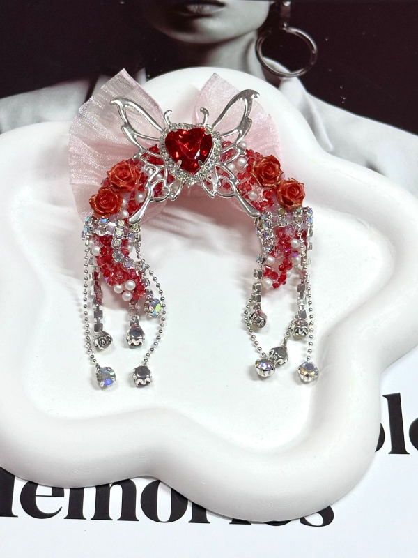 DIY gyöngy toll kiegészítők masnival és bojtokkal, holdlyukas medál, koreai stílus, kézzel készített, műanyag