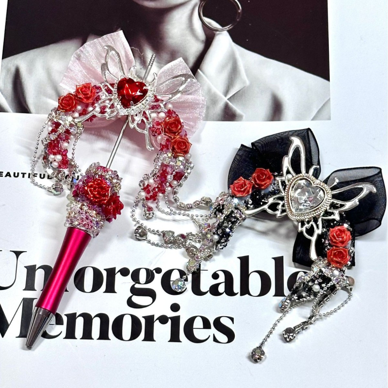 DIY gyöngy toll kiegészítők masnival és bojtokkal, holdlyukas medál, koreai stílus, kézzel készített, műanyag