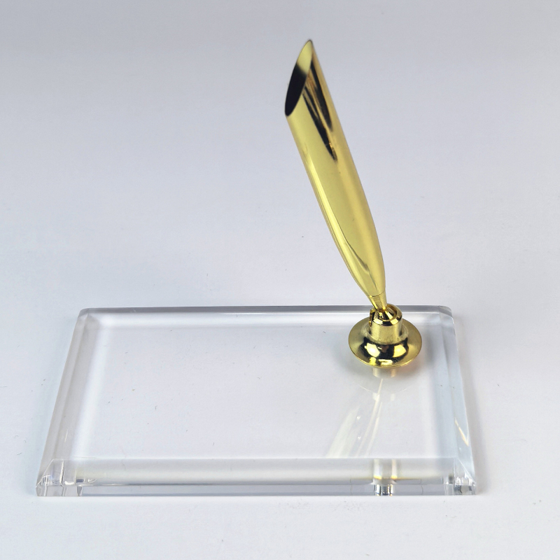 Акрилен въртящ се държач за писалка с кристална основа, европейски ретро стил за перо за мастило