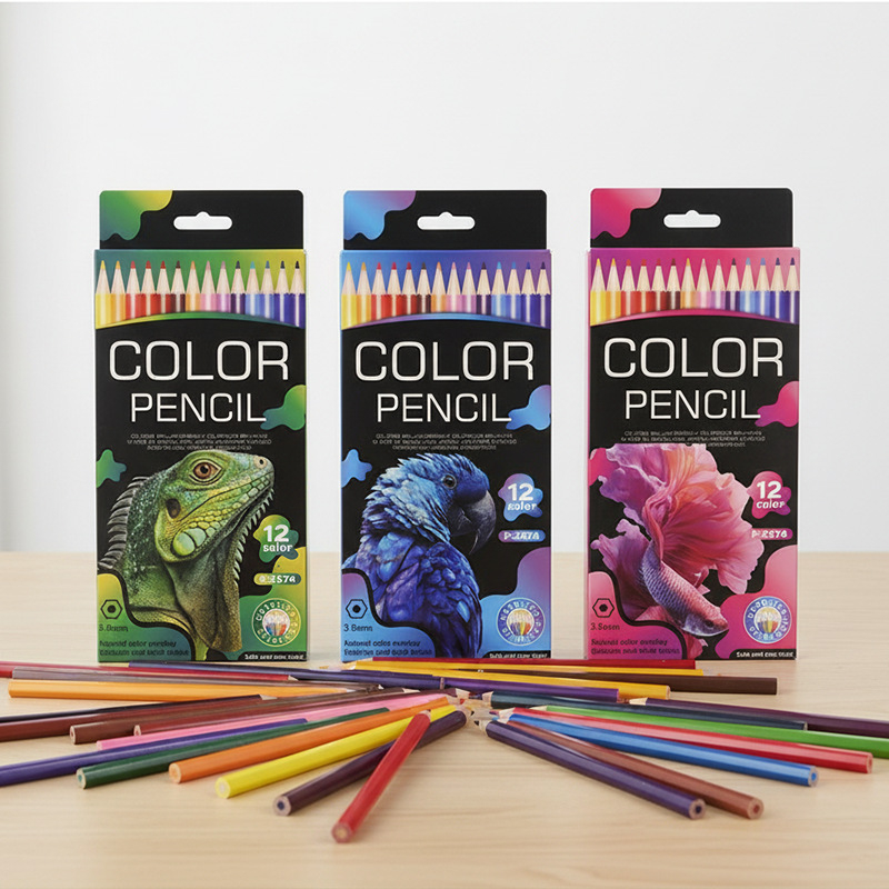 Fa hexagonális testű színes ceruza készlet, HB grafitkeménység, márka Superior Lead, termékkódja P-2605, GB Nemzeti Szabvány