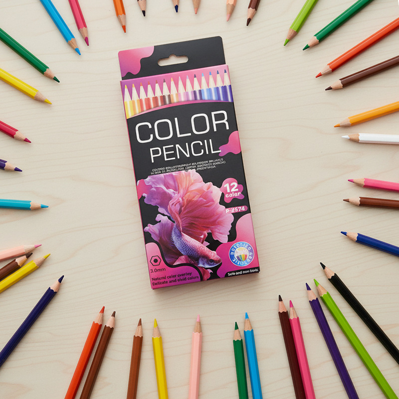 Fa hexagonális testű színes ceruza készlet, HB grafitkeménység, márka Superior Lead, termékkódja P-2605, GB Nemzeti Szabvány