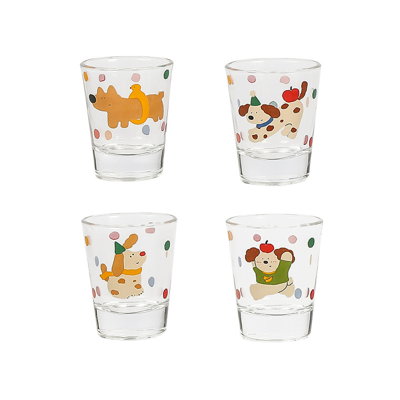 Set čaša za soju, 4 komada, staklo, kapacitet 1–100 ml, sladak stil, mogućnost tiska logotipa