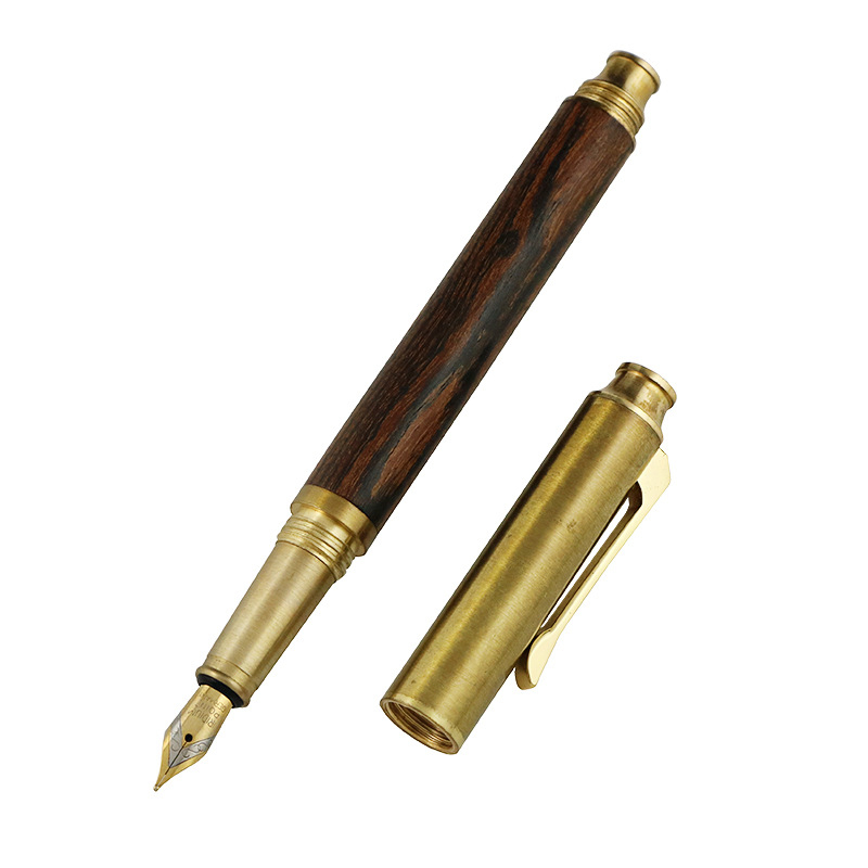 Félfém kalligráfia toll fa tokban, fém tollheggyel, rotációs tintaellátó rendszerrel, modell SY-453, márka Biaofengtang