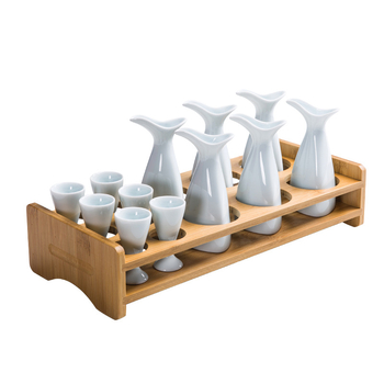 Porcelanski vinski set sa stalkom, 13-dijelni set, uključuje 6 posuda za vino i 6 čaša, moderni minimalistički stil
