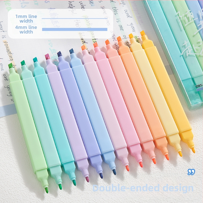 Kétfejű kiemelő toll, puha heg, műanyag ház, ferde fej, nem törölhető